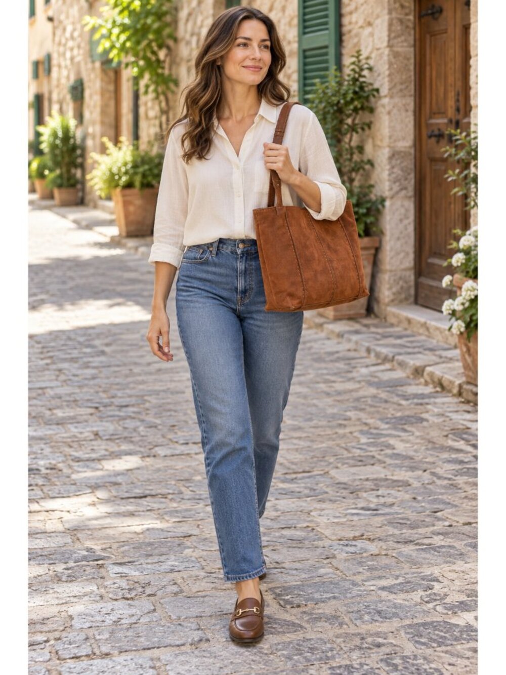 Los Feliz Medium Tote Brown Leather Bag Shoulder Handbag New NWT